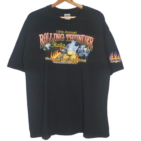 Rolling Thunder Motorcycle Rally 2006 Mens XL T Shirt Black Washington DC Wolf - Picture 1 of 6